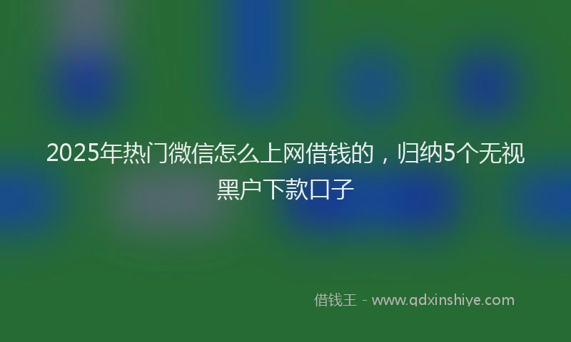 2025年热门微信怎么上网借钱的，归纳5个无视黑户下款口子