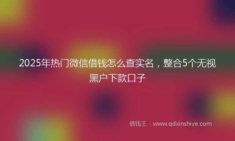 2025年热门微信借钱怎么查实名，整合5个无视黑户下款口子