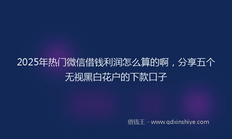 2025年热门微信借钱利润怎么算的啊，分享五个无视黑白花户的下款口子