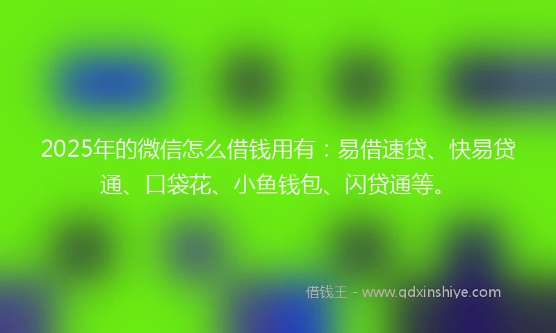 2025年的微信怎么借钱用有：易借速贷、快易贷通、口袋花、小鱼钱包、闪贷通等。