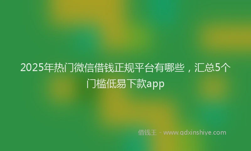 2025年热门微信借钱正规平台有哪些，汇总5个门槛低易下款app