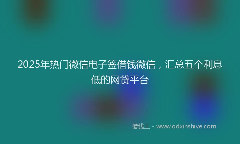 2025年热门微信电子签借钱微信，汇总五个利息低的网贷平台