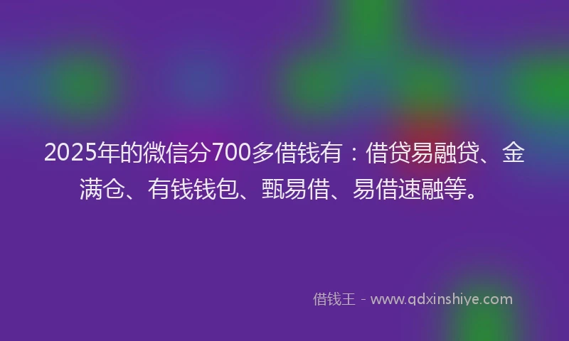 2025年的微信分700多借钱有：借贷易融贷、金满仓、有钱钱包、甄易借、易借速融等。