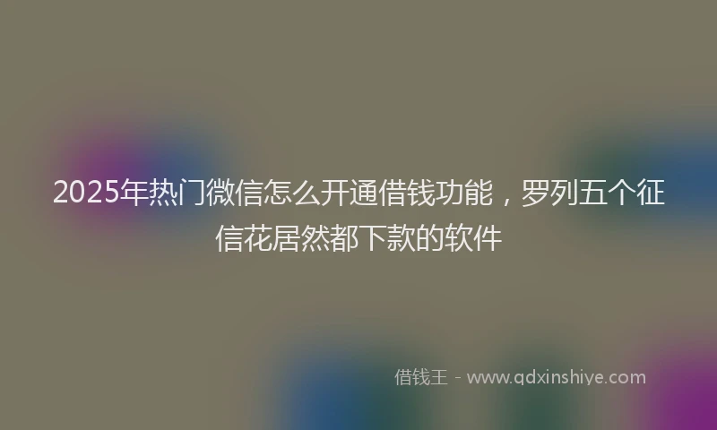 2025年热门微信怎么开通借钱功能，罗列五个征信花居然都下款的软件