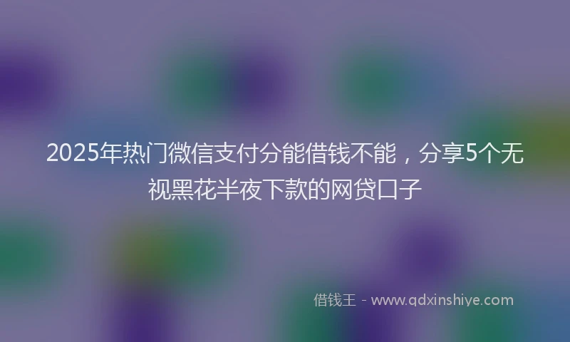 2025年热门微信支付分能借钱不能，分享5个无视黑花半夜下款的网贷口子