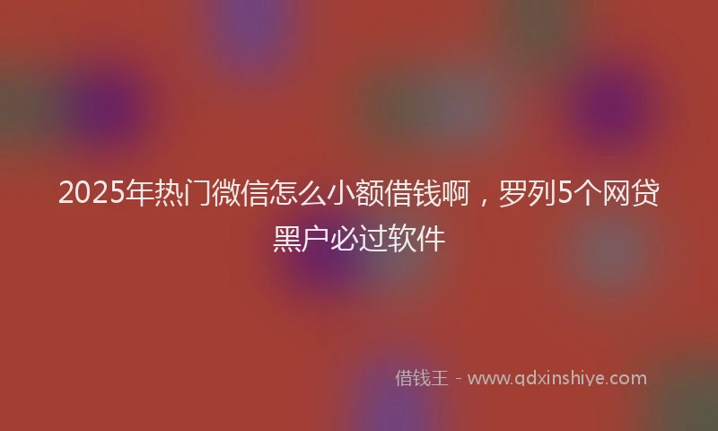 2025年热门微信怎么小额借钱啊，罗列5个网贷黑户必过软件