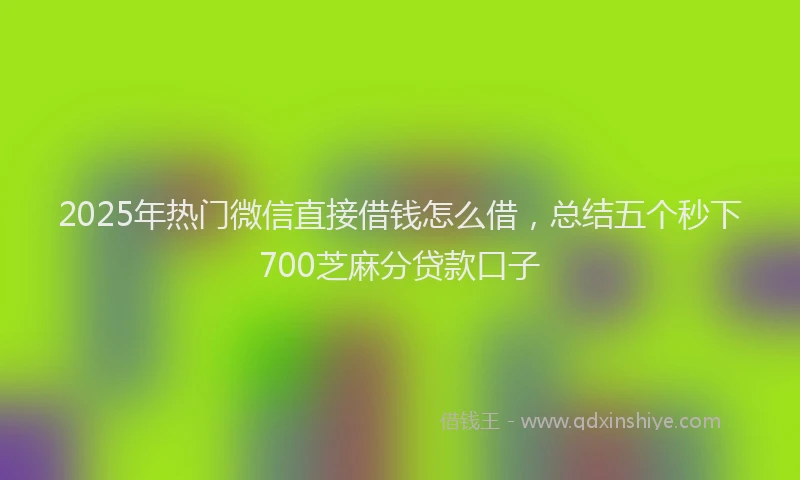 2025年热门微信直接借钱怎么借，总结五个秒下700芝麻分贷款口子