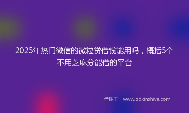 2025年热门微信的微粒贷借钱能用吗，概括5个不用芝麻分能借的平台