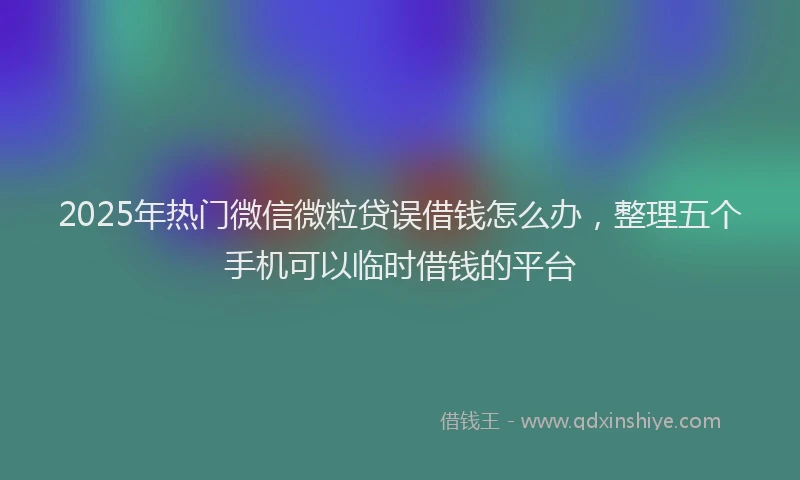 2025年热门微信微粒贷误借钱怎么办，整理五个手机可以临时借钱的平台