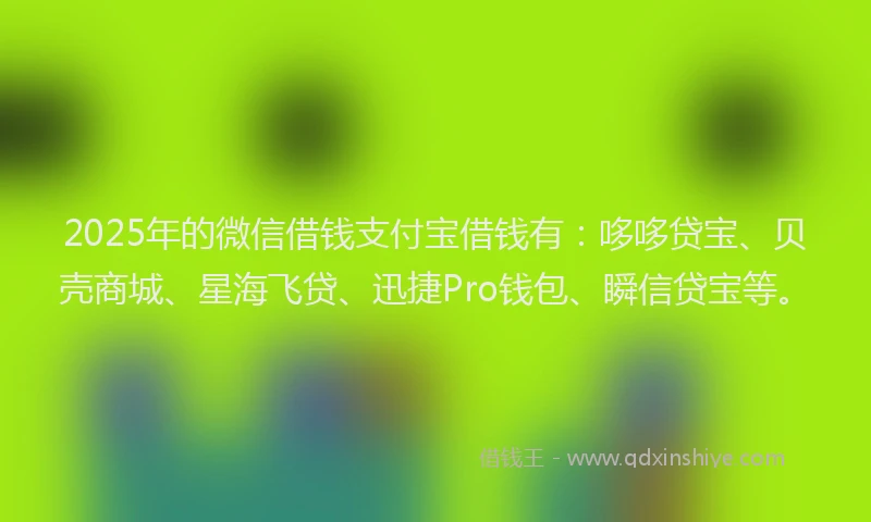 2025年的微信借钱支付宝借钱有：哆哆贷宝、贝壳商城、星海飞贷、迅捷Pro钱包、瞬信贷宝等。