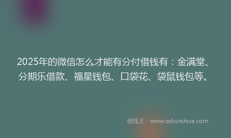 2025年的微信怎么才能有分付借钱有：金满堂、分期乐借款、福星钱包、口袋花、袋鼠钱包等。