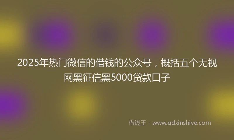 2025年热门微信的借钱的公众号，概括五个无视网黑征信黑5000贷款口子