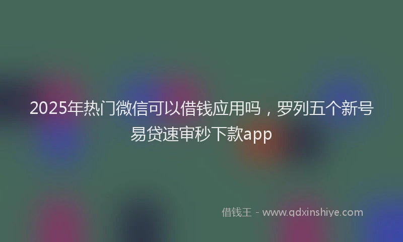 2025年热门微信可以借钱应用吗，罗列五个新号易贷速审秒下款app
