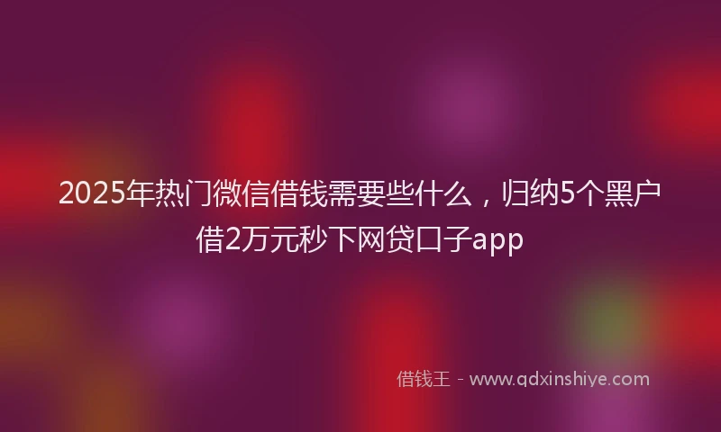 2025年热门微信借钱需要些什么，归纳5个黑户借2万元秒下网贷口子app