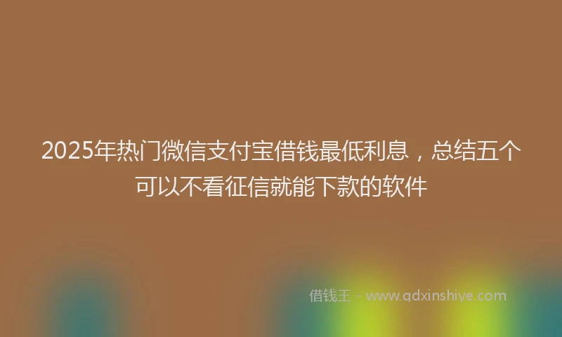 2025年热门微信支付宝借钱最低利息，总结五个可以不看征信就能下款的软件
