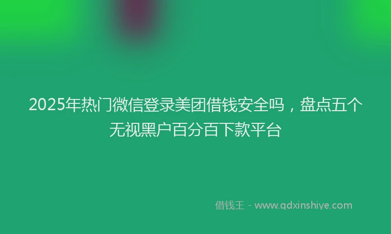 2025年热门微信登录美团借钱安全吗，盘点五个无视黑户百分百下款平台