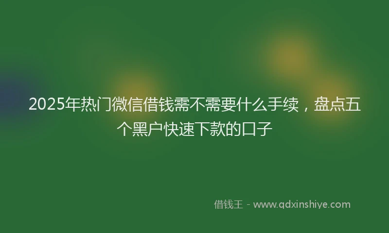 2025年热门微信借钱需不需要什么手续，盘点五个黑户快速下款的口子
