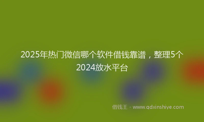 2025年热门微信哪个软件借钱靠谱，整理5个2024放水平台