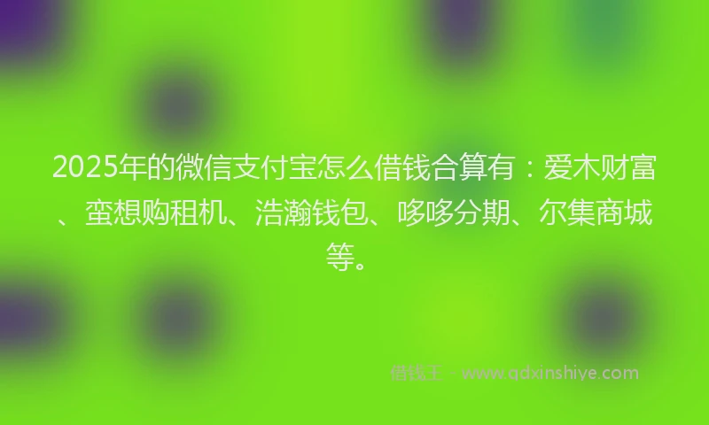 2025年的微信支付宝怎么借钱合算有：爱木财富、蛮想购租机、浩瀚钱包、哆哆分期、尔集商城等。