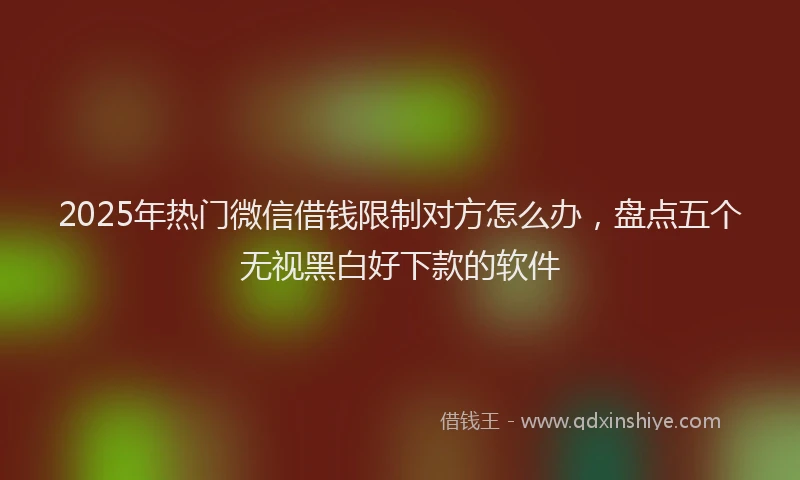 2025年热门微信借钱限制对方怎么办，盘点五个无视黑白好下款的软件