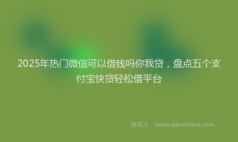 2025年热门微信可以借钱吗你我贷，盘点五个支付宝快贷轻松借平台