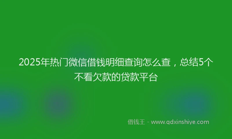 2025年热门微信借钱明细查询怎么查，总结5个不看欠款的贷款平台