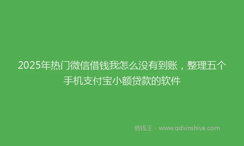 2025年热门微信借钱我怎么没有到账，整理五个手机支付宝小额贷款的软件