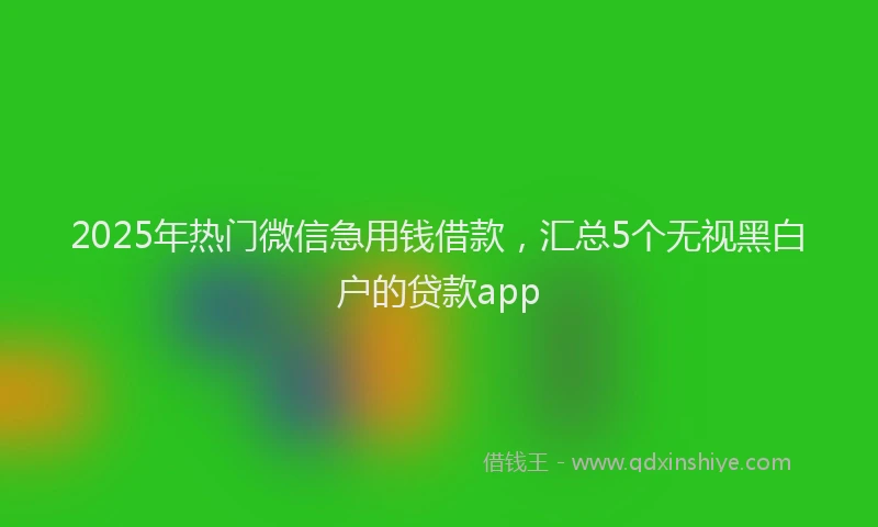 2025年热门微信急用钱借款，汇总5个无视黑白户的贷款app