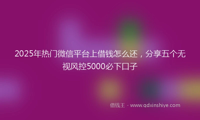 2025年热门微信平台上借钱怎么还，分享五个无视风控5000必下口子