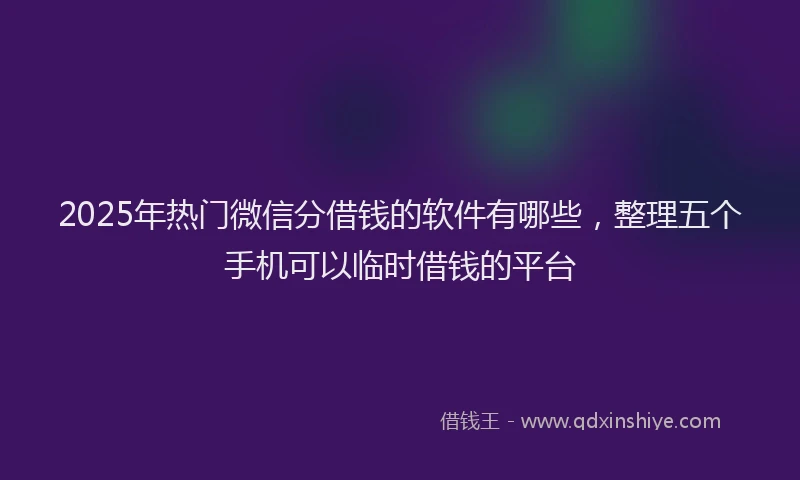 2025年热门微信分借钱的软件有哪些，整理五个手机可以临时借钱的平台