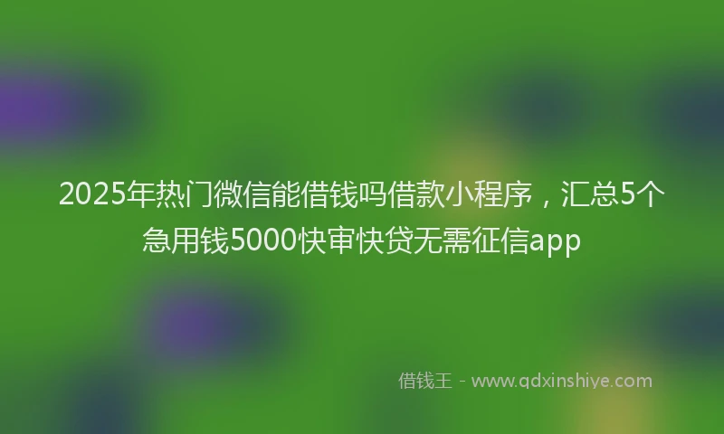 2025年热门微信能借钱吗借款小程序，汇总5个急用钱5000快审快贷无需征信app