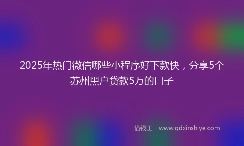 2025年热门微信哪些小程序好下款快，分享5个苏州黑户贷款5万的口子