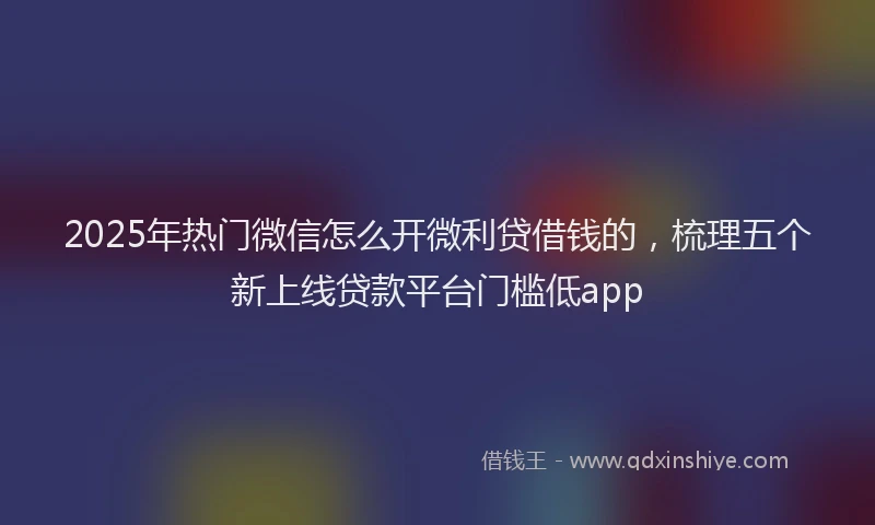 2025年热门微信怎么开微利贷借钱的，梳理五个新上线贷款平台门槛低app