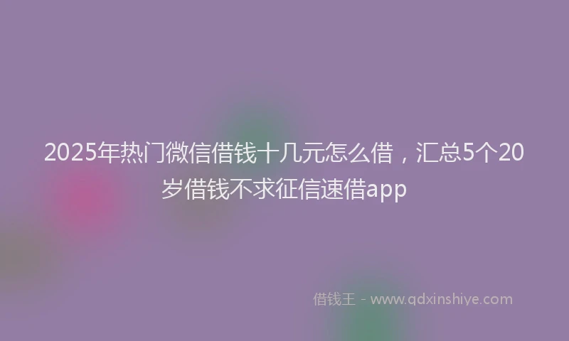 2025年热门微信借钱十几元怎么借，汇总5个20岁借钱不求征信速借app