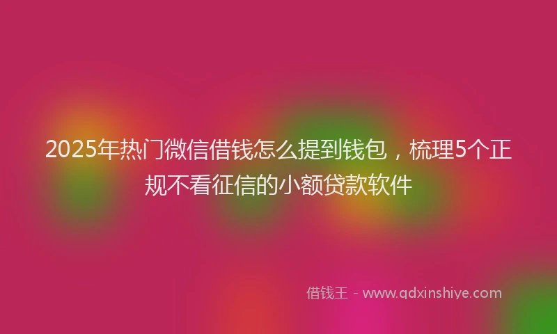 2025年热门微信借钱怎么提到钱包，梳理5个正规不看征信的小额贷款软件