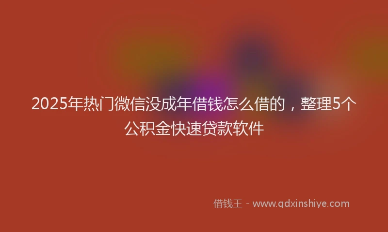 2025年热门微信没成年借钱怎么借的，整理5个公积金快速贷款软件