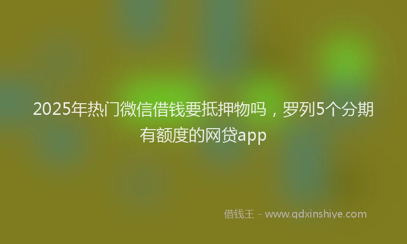 2025年热门微信借钱要抵押物吗，罗列5个分期有额度的网贷app