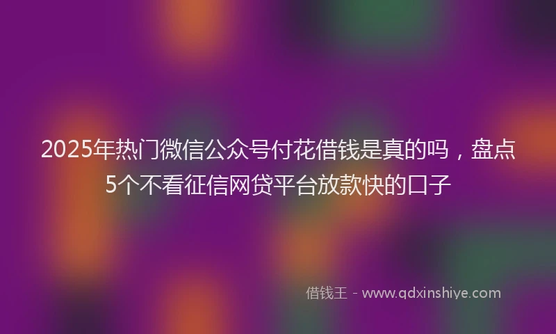 2025年热门微信公众号付花借钱是真的吗，盘点5个不看征信网贷平台放款快的口子