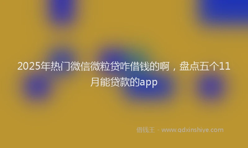 2025年热门微信微粒贷咋借钱的啊，盘点五个11月能贷款的app