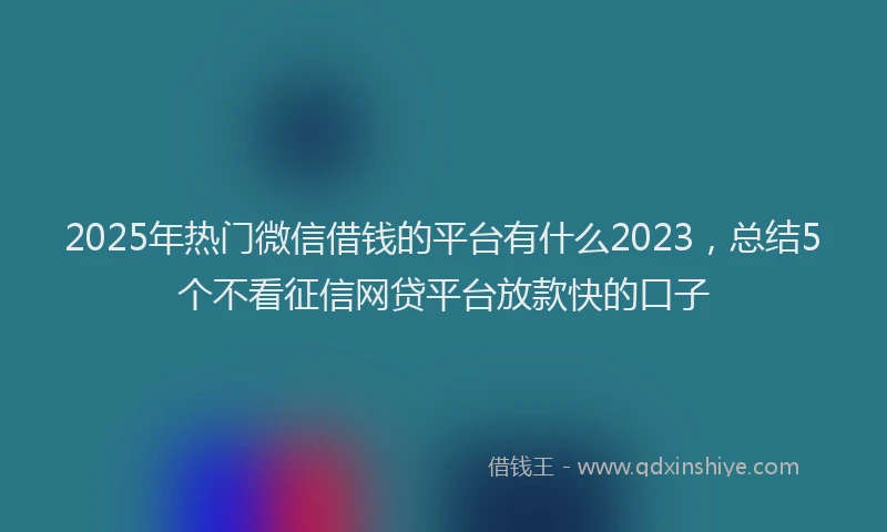2025年热门微信借钱的平台有什么2023，总结5个不看征信网贷平台放款快的口子