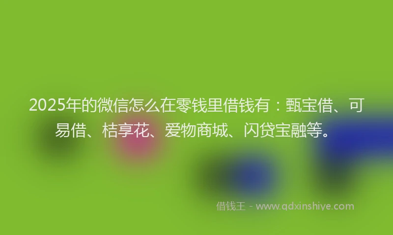 2025年的微信怎么在零钱里借钱有：甄宝借、可易借、桔享花、爱物商城、闪贷宝融等。