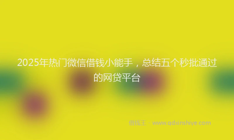 2025年热门微信借钱小能手，总结五个秒批通过的网贷平台