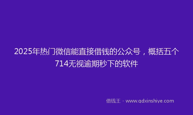 2025年热门微信能直接借钱的公众号，概括五个714无视逾期秒下的软件