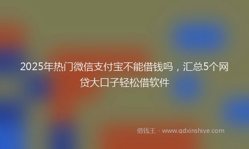 2025年热门微信支付宝不能借钱吗，汇总5个网贷大口子轻松借软件