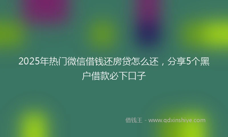 2025年热门微信借钱还房贷怎么还，分享5个黑户借款必下口子