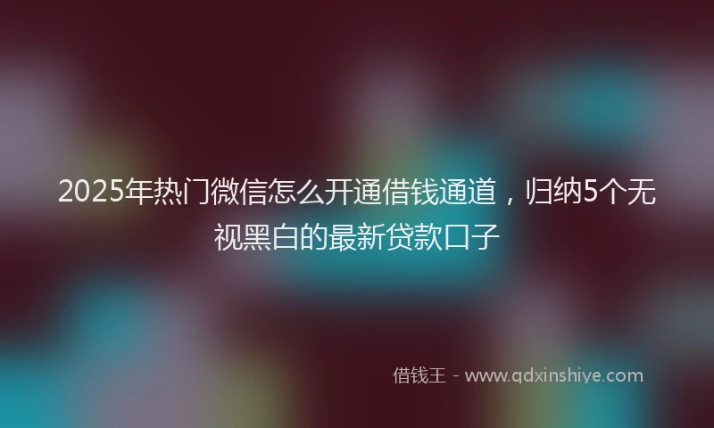 2025年热门微信怎么开通借钱通道，归纳5个无视黑白的最新贷款口子