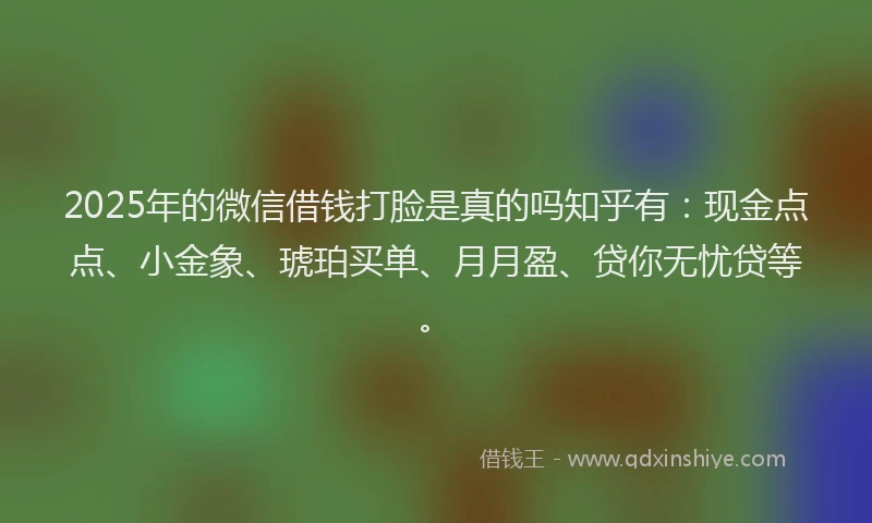 2025年的微信借钱打脸是真的吗知乎有：现金点点、小金象、琥珀买单、月月盈、贷你无忧贷等。