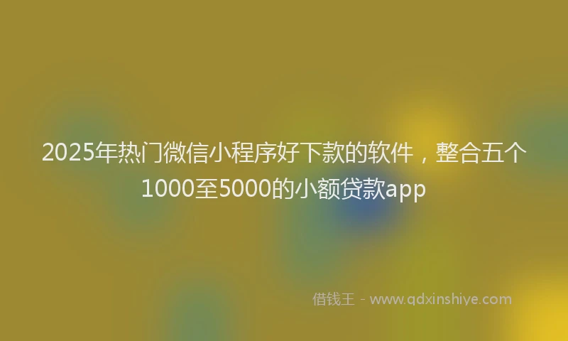 2025年热门微信小程序好下款的软件，整合五个1000至5000的小额贷款app