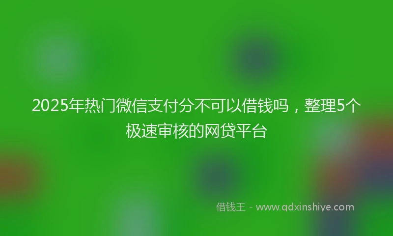 2025年热门微信支付分不可以借钱吗，整理5个极速审核的网贷平台