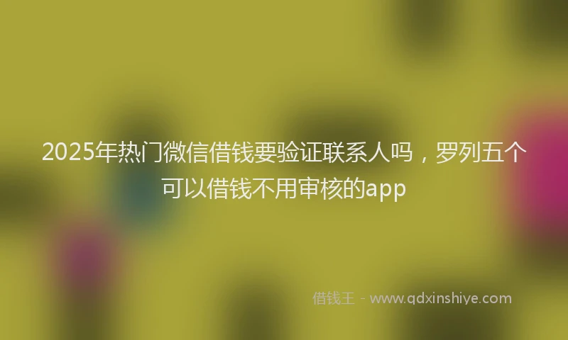 2025年热门微信借钱要验证联系人吗，罗列五个可以借钱不用审核的app